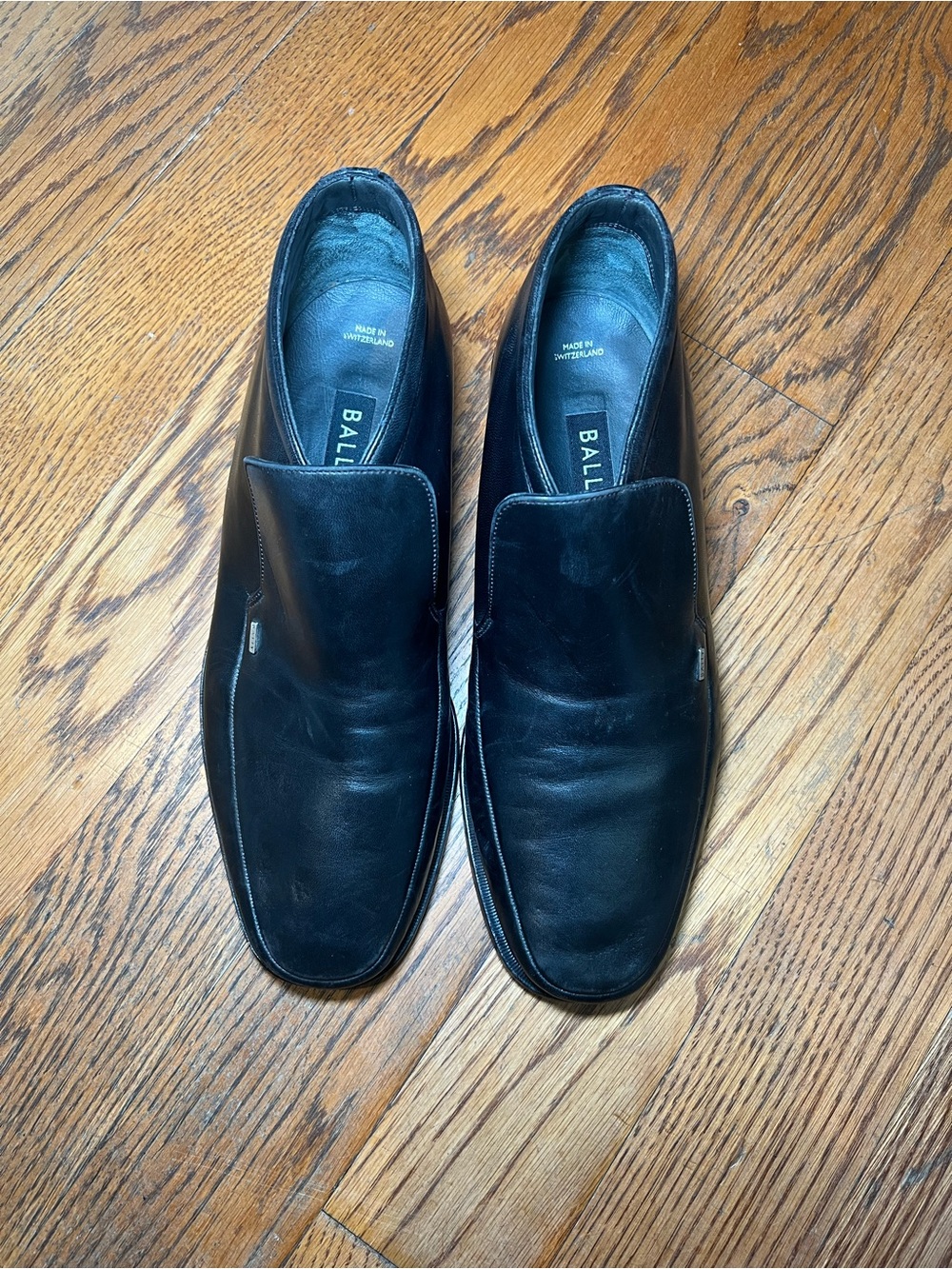 Bally Black Leather Slip-On Dress Loafers